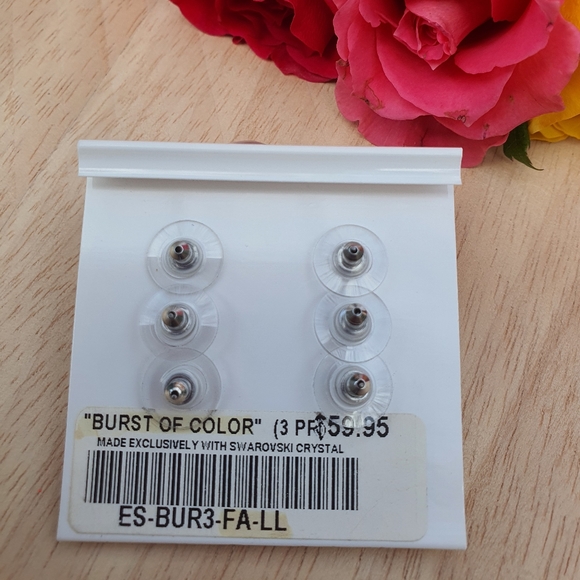 3 Pairs of Swarovski Crystal Stud Earrings - Picture 4 of 5